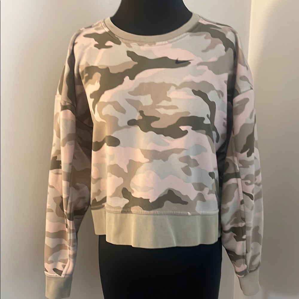 NIKE cropped oversized Sweatshirt pink Camo-XS